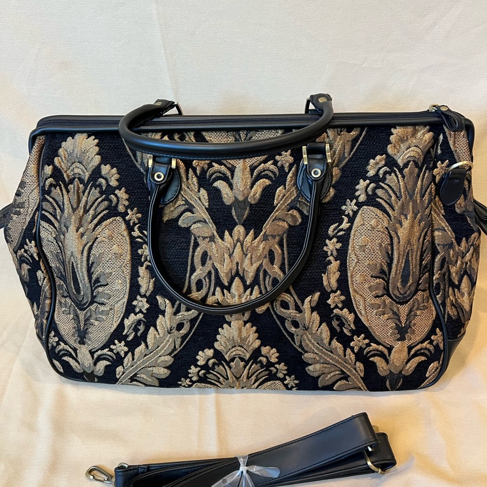 Bueno Black and Gold Brocade Tote